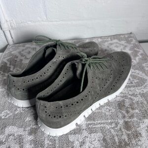 Cole Haan Green and White Oxford Derbys with Brogue Detailing